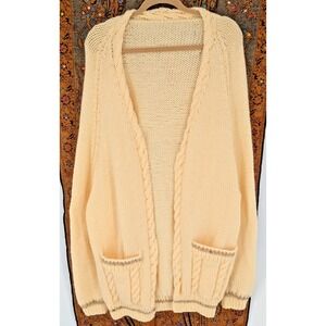 VTG Open Front Wool Sweater 45" Across Upper Back 42" Length Down Back Bohemian